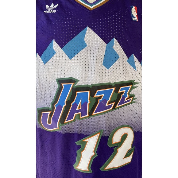 VINTAGE ADIDAS UTAH JAZZ JOHN STOCKTON STITCHED JERSEY SIZE MEDIUM - Picture 7 of 9